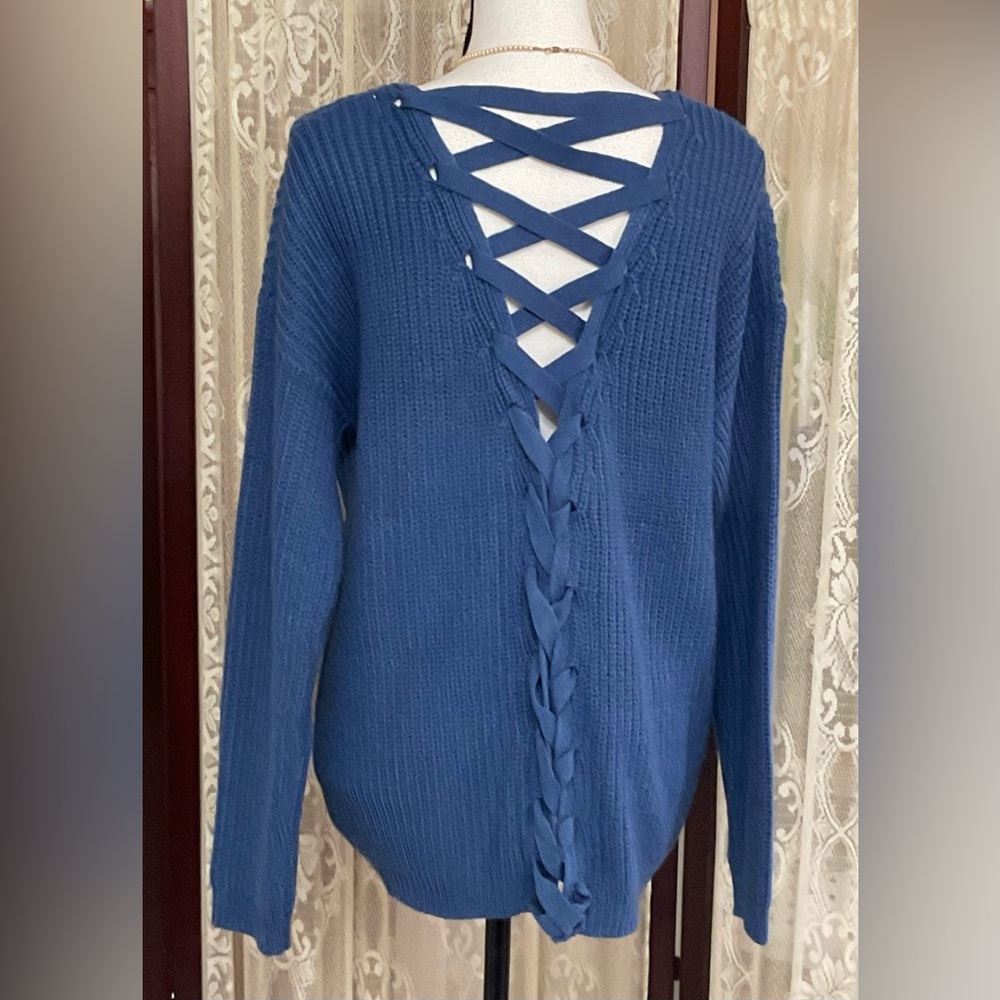 POOF APPAREL LACED BACK SWEATER - SZ LARGE